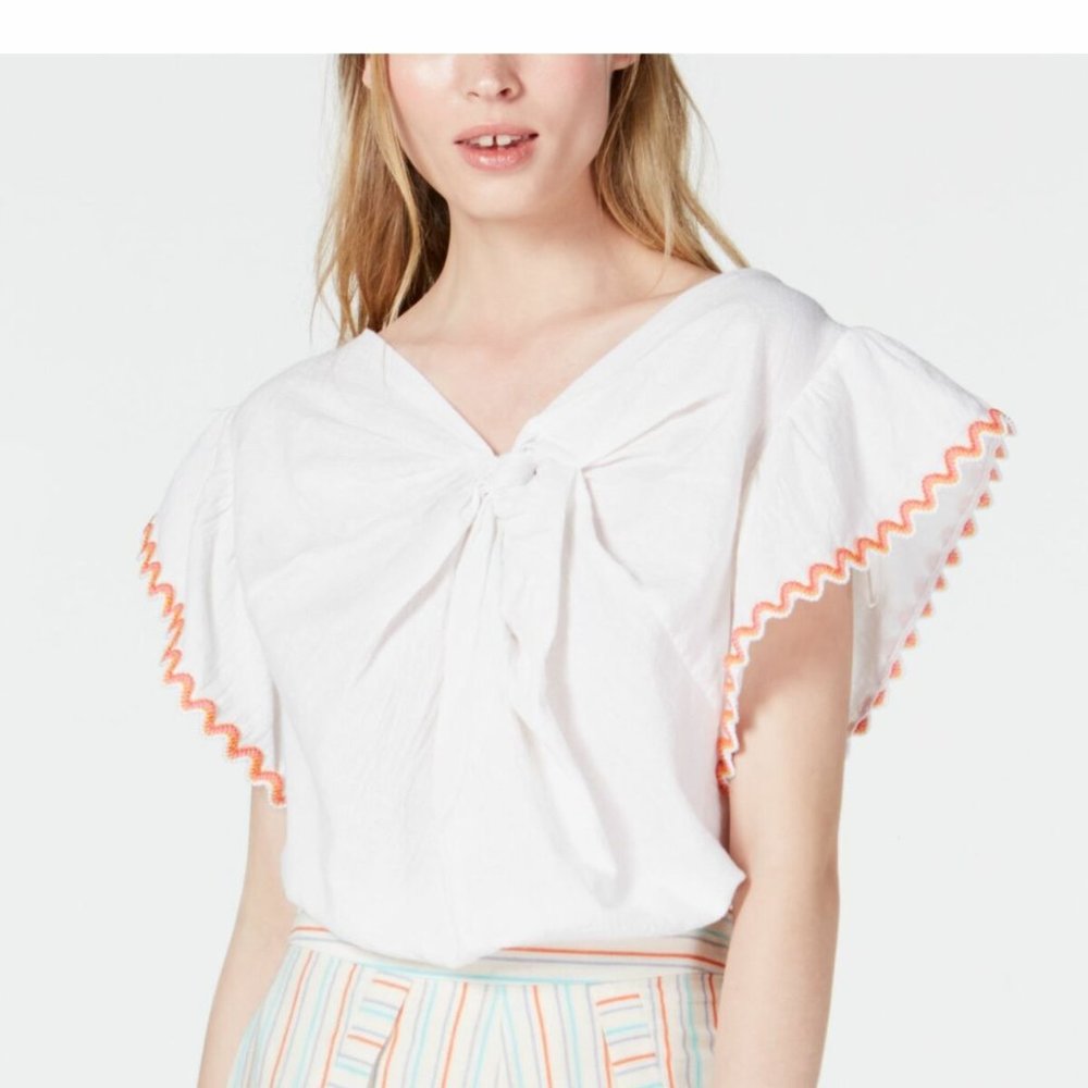 New!Line & Dot L Flutter Sleeve Top - image 2